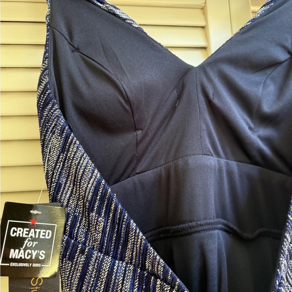City Studio’s Women’s Sz 1 NEW Elegant Blue and Silver Halter Dress - Picture 3 of 13